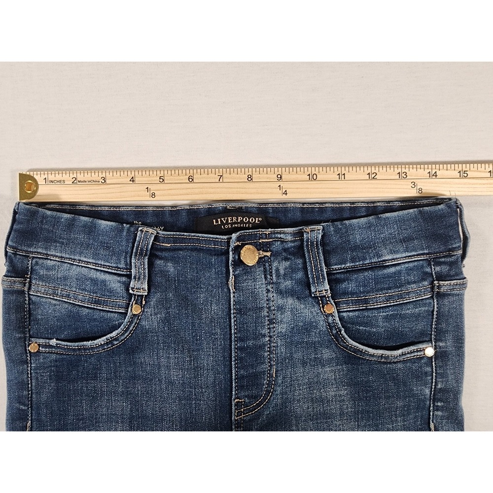 Liverpool Ankle Skinny Jeans Womens 6‎ Distressed Blue Frayed Hem Stretch Denim - Picture 4 of 7